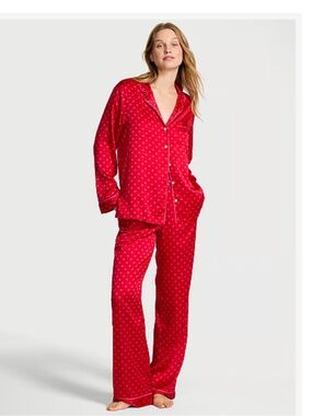 Victoria's Secret Red Polka Dot Satin Pajama Set